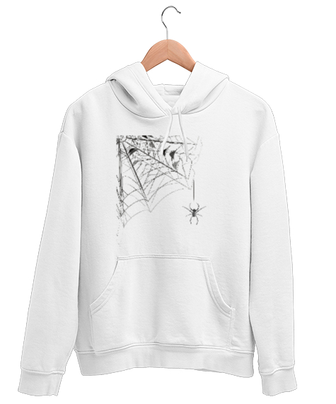 Tisho - Örümcek ve Ağı Beyaz Unisex Kapşonlu Sweatshirt