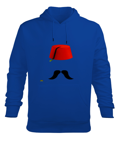 Ottoman Saks Mavi Erkek Kapüşonlu Hoodie Sweatshirt