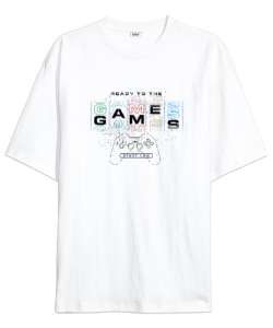 Oyun, Oyuncu - Games, Gamer Beyaz Oversize Unisex Tişört