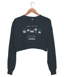 Oyun, Oyuncu - Games, Gamer Füme Kadın Crop Sweatshirt