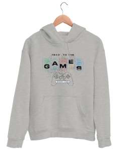 Oyun, Oyuncu - Games, Gamer Gri Unisex Kapşonlu Sweatshirt