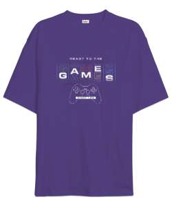 Oyun, Oyuncu - Games, Gamer Mor Oversize Unisex Tişört