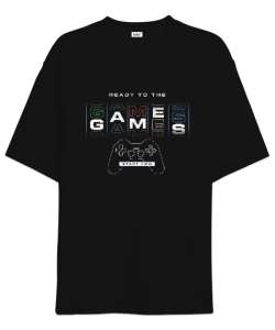 Oyun, Oyuncu - Games, Gamer Siyah Oversize Unisex Tişört