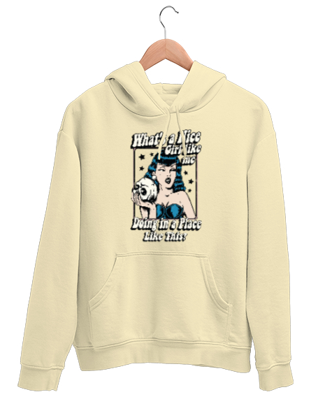 Tisho - Oyuncu Kız - Vintage Poster Krem Unisex Kapşonlu Sweatshirt