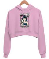 Oyuncu Kız - Vintage Poster Pembe Kadın Crop Hoodie Kapüşonlu Sweatshirt - Thumbnail