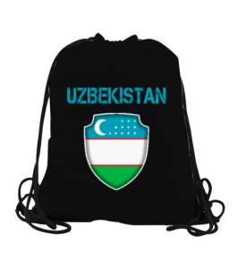 Özbekistan,Ozbekiston,uzbekistan,Özbekistan Bayrağı,Özbekistan logosu. Siyah Büzgülü Spor Çanta