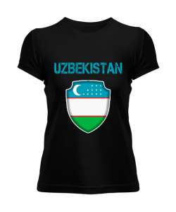 Özbekistan,Ozbekiston,uzbekistan,Özbekistan Bayrağı,Özbekistan logosu. Siyah Kadın Tişört