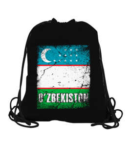 Özbekistan,Ozbekiston,uzbekistan,Özbekistan Bayrağı,Özbekistan logosu,uzbekistan flag. Siyah Büzgülü Spor Çanta