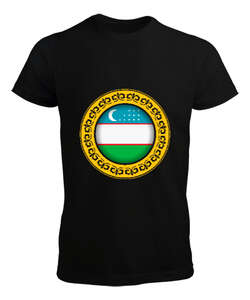 Özbekistan,Ozbekiston,uzbekistan,Özbekistan Bayrağı,Özbekistan logosu,uzbekistan flag. Siyah Erkek Tişört