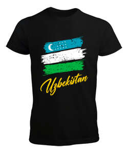 Özbekistan,Ozbekiston,uzbekistan,Özbekistan Bayrağı,Özbekistan logosu,uzbekistan flag. Siyah Erkek Tişört