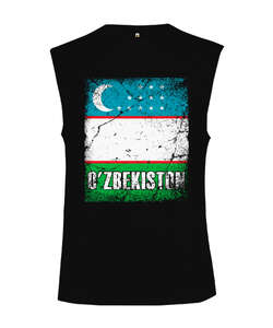 Özbekistan,Ozbekiston,uzbekistan,Özbekistan Bayrağı,Özbekistan logosu,uzbekistan flag. Siyah Kesik Kol Unisex Tişört