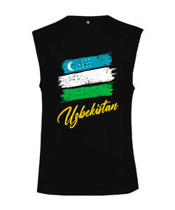 Özbekistan,Ozbekiston,uzbekistan,Özbekistan Bayrağı,Özbekistan logosu,uzbekistan flag. Siyah Kesik Kol Unisex Tişört