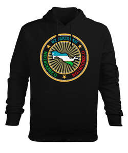 Özbekistan,uzbekistan,Özbekistan Bayrağı,Özbekistan haritası. Siyah Erkek Kapüşonlu Hoodie Sweatshirt