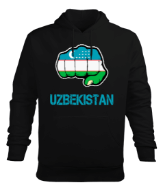 Özbekistan,uzbekistan,Ozbekiston,Özbekistan Bayrağı,Özbekistan logosu,uzbekistan flag. Erkek Kapüşonlu Hoodie Sweatshirt