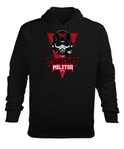 Özel Asker Militia Siyah Erkek Kapüşonlu Hoodie Sweatshirt