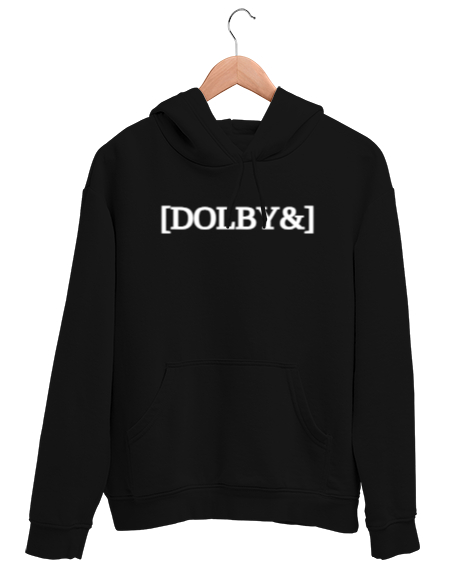 Tisho - Özel DOLBY yazılı siyah kıyafet Siyah Unisex Kapşonlu Sweatshirt