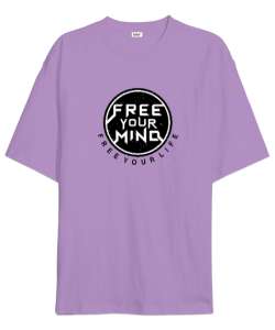 Özgür Akıl Özgür Hayat - Free Your Mind Lila Oversize Unisex Tişört