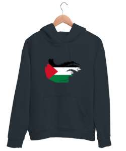 Özgür Filistin Filistin Direnişi Gazze Dalgalı Bayrak Tasarımı Füme Unisex Kapşonlu Sweatshirt