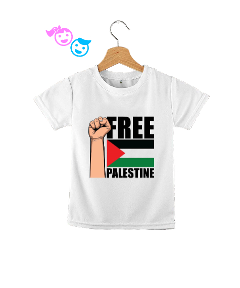 Tisho - ÖZGÜR FİLİSTİN FREE PALESTINE GAZZE GAZA BAYRAK Beyaz Çocuk Unisex