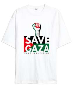 ÖZGÜR FİLİSTİN FREE PALESTINE GAZZE GAZA BAYRAK Beyaz Oversize Unisex Tişört