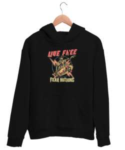 Özgür Yaşa - Be Free - İskelet - Skeleton Siyah Unisex Kapşonlu Sweatshirt