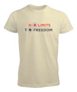 Özgürlüğün Sınırı Yok - No Limit Freedom Krem Erkek Tişört