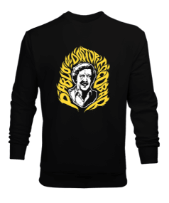 Pablo Escobar Tasarım Baskılı Siyah Erkek Sweatshirt