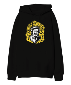 Pablo Escobar Tasarım Baskılı Siyah Oversize Unisex Kapüşonlu Sweatshirt