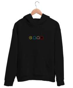 Pac man Siyah Unisex Kapşonlu Sweatshirt