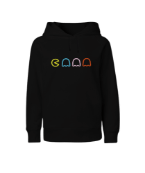 Pacman Baskılı Siyah Çocuk Unisex Hoodie Kapüşonlu