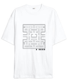 Pacman tasarımlı Oversize Unisex Tişört