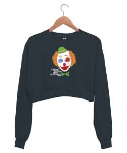 Palyaço V2 Füme Kadın Crop Sweatshirt