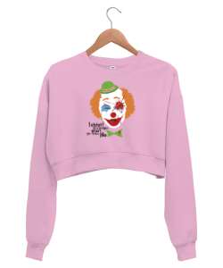 Palyaço V2 Pembe Kadın Crop Sweatshirt