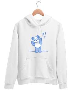 Panda Beyaz Unisex Kapşonlu Sweatshirt