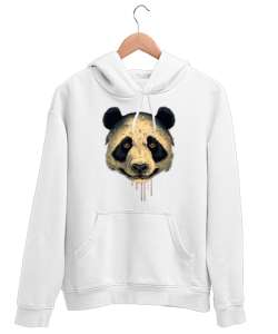 panda Beyaz Unisex Kapşonlu Sweatshirt