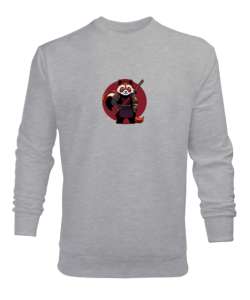 Panda Resimli Gri Erkek Sweatshirt