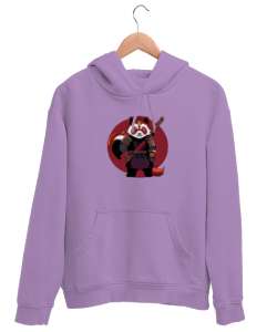 Panda Resimli Lila Unisex Kapşonlu Sweatshirt