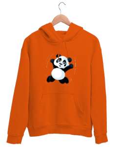 panda Turuncu Unisex Kapşonlu Sweatshirt