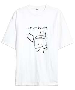 Panik Yok - Komik - Dont Panic Beyaz Oversize Unisex Tişört