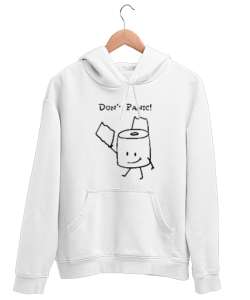 Panik Yok - Komik - Dont Panic Beyaz Unisex Kapşonlu Sweatshirt