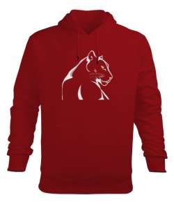 Panter Resimli KR0003 Kırmızı Erkek Kapüşonlu Hoodie Sweatshirt