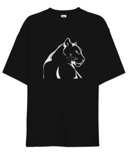 Panter Resimli S0001 Siyah Oversize Unisex Tişört