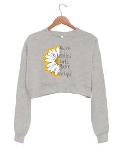 PAPATYA Gri Kadın Crop Sweatshirt