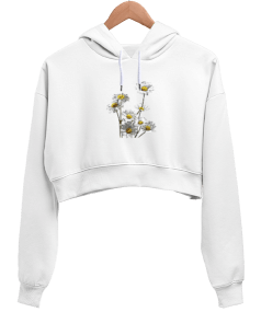 Papatya Kadın Crop Hoodie Kapüşonlu Sweatshirt