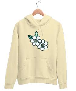 Papatyalar - Çiçek V2 Krem Unisex Kapşonlu Sweatshirt