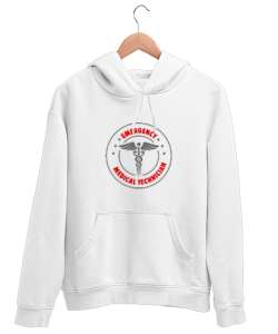 Paramedic, 112, Acil Tıp Teknisyeni, Paramedik, Emergency, Medical Beyaz Unisex Kapşonlu Sweatshirt