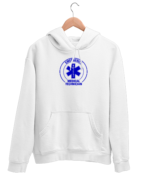 Tisho - Paramedic, 112, Acil Tıp Teknisyeni, Paramedik, Emergency, Medical, İlk Yardım Beyaz Unisex Kapşonlu Sweatshirt