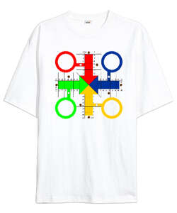 Parchis Board Beyaz Oversize Unisex Tişört