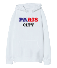 Paris City Oversize Unisex Kapüşonlu Sweatshirt