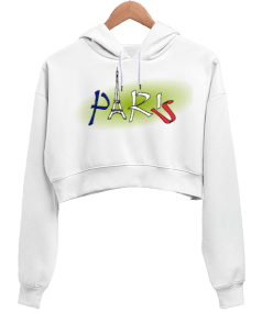 PARİS DESİGN Kadın Crop Hoodie Kapüşonlu Sweatshirt